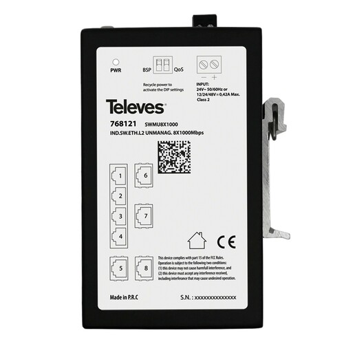 Televes Industrial Ethernet-Switch l2,Nicht verwaltet SWMU8X1000
