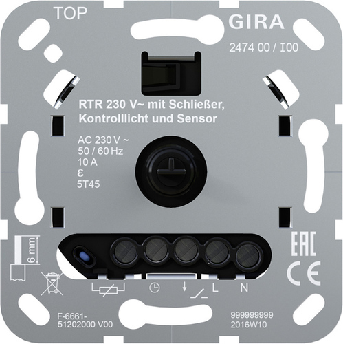 Gira Raumtemperaturregler 230V Schließer 247400