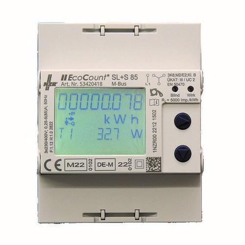 NZR Drehstromzähler elektron. MID,0.25-5(85)A,MBus 53420418