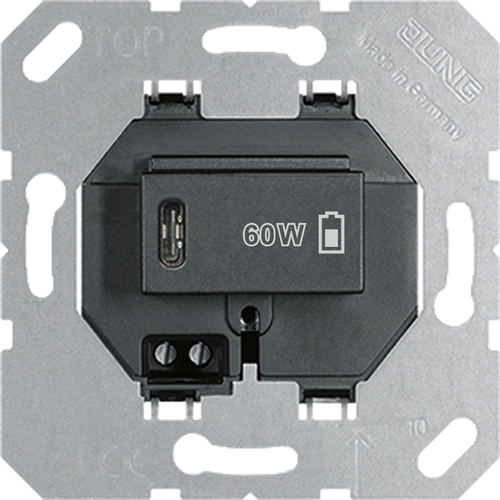 Jung USB-Ladegerät PD 1xTyp C, schwarz USB PD60 C SW Jung USB-Ladegerät PD 1xTyp C, schwarz USB PD60 C SW