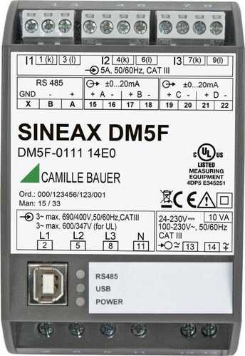 Camille Bauer Universal-Messgerät für Starkstromnetze SINEAX DM5F #193225 Camille Bauer Universal-Messgerät für Starkstromnetze SINEAX DM5F #193225