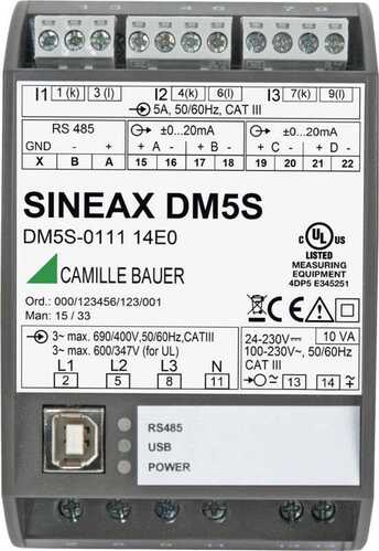Camille Bauer Universal-Messgerät für Starkstromnetze SINEAX DM5S Camille Bauer Universal-Messgerät für Starkstromnetze SINEAX DM5S