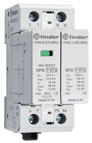 Finder Kombiableiter Typ 1+2 f. 1ph. TT u. TN-S 7P.02.8.275.1012