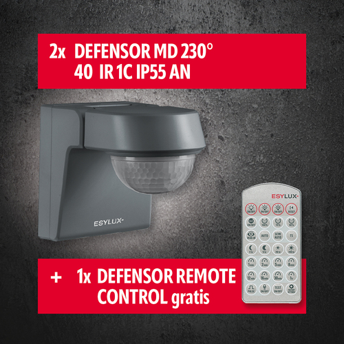 ESYLUX Bewegungsmelderpaket 2xAN+1Remote Control DEFENSOR MD230 AN