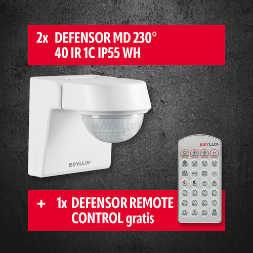 ESYLUX Bewegungsmelderpaket 2xWH+1Remote Control DEFENSOR MD230 WH