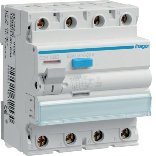Hager FI-Schutzschalter 4pol. 63A/30mA,Hi CDH463D
