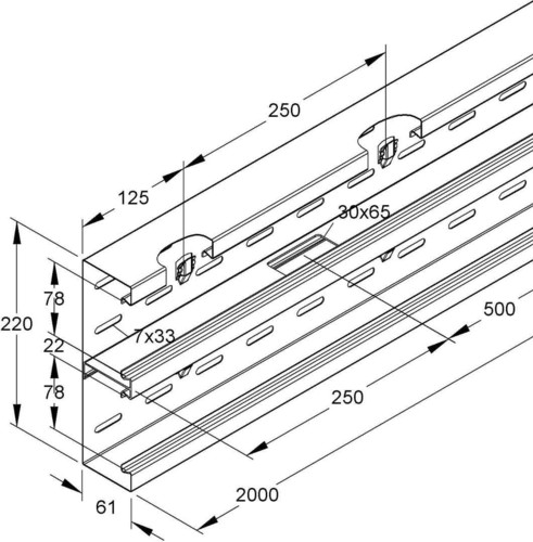 Niedax Gerätekanal-Unterteil DKU 220-78T100 R