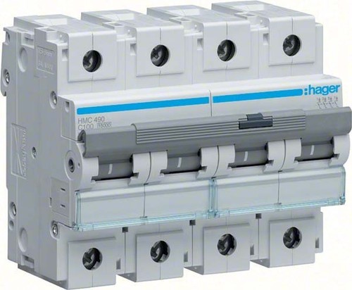 Hager Leistungsschalter 4P 15kA C-100A 6M HMC490