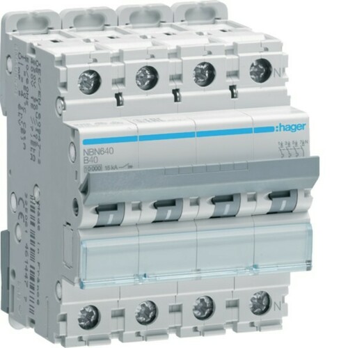 Hager Leitungsschutzschalter 3pol.+N,B-40A10kA NBN640 Hager Leitungsschutzschalter 3pol.+N,B-40A10kA NBN640