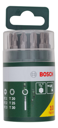 Bosch Power Tools Schrauberbit-Set 10tlg Runddose 2607019452