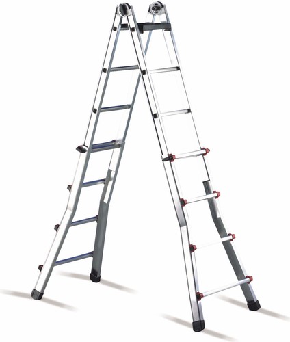 Cimco Werkzeuge Aluminium-Teleskop-Leiter mit 2x6 Stufen 146706