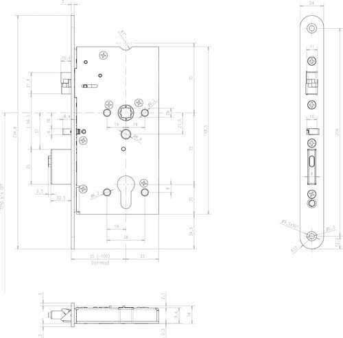 Assa Abloy effeff Mediator Schloss Vollblatt,Dornm.55mm 609-502PZ-----1