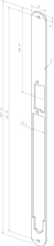 Assa Abloy effeff Renovierungsdistanzblech m.,Radius 408x28x3mm Z65-61A35----01