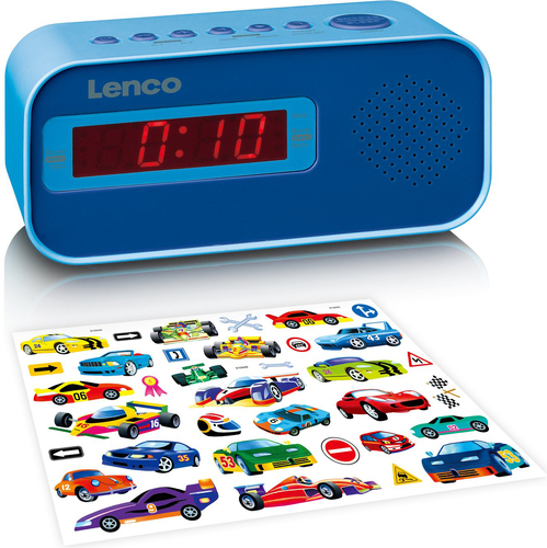 LENCO Kinder-Uhrenradio m.Dual-Alarm,Sticker CR-205 Blue