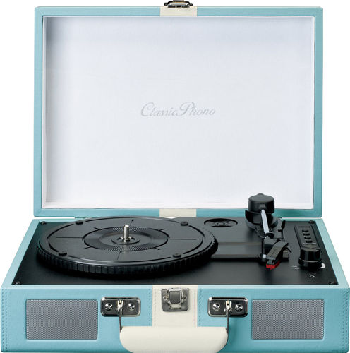 CLASSIC PHONO Koffer-Plattenspieler Retro,BT TT-110 Blue White