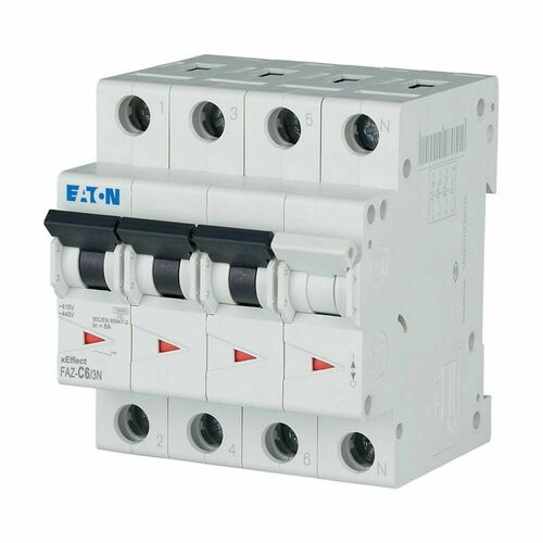 Eaton Leitungsschutzschalter C 6A, 3p+N FAZ-C6/3N