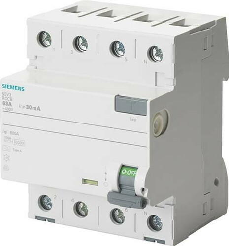Siemens Dig.Industr. FI-Schutzschalter Typ A, 500mA , 40A 5SV3744-6