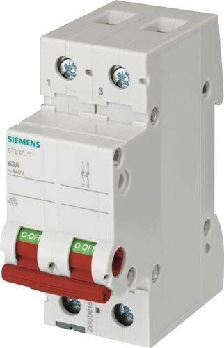 Siemens Dig.Industr. Ausschalter 63A,2pol.,rot 5TL1263-1