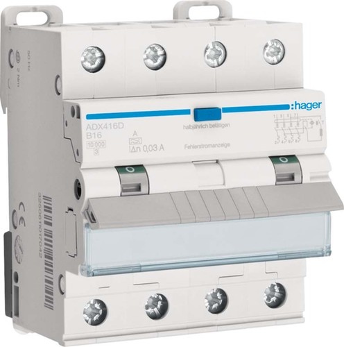 Hager FI/LS-Schalter 4-polig, 10kA ADX416D