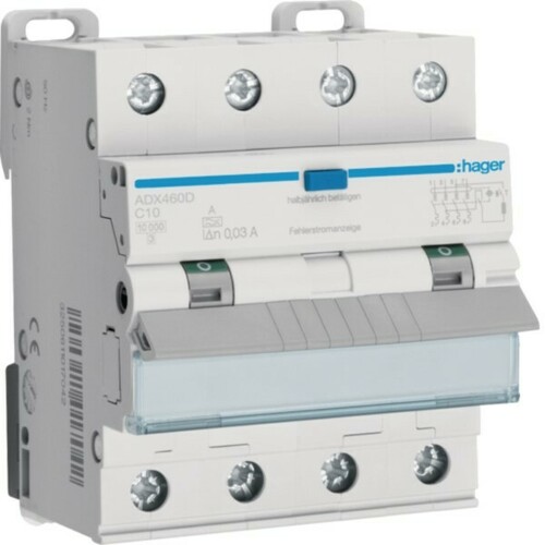 Hager FI/LS-Schalter 4-polig, 10kA ADX460D