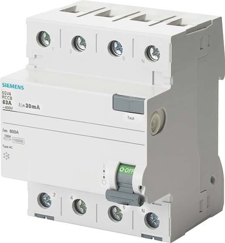 Siemens Dig.Industr. FI-Schutzschalter Typ AC, 30mA, 25A 5SV4342-0GV01