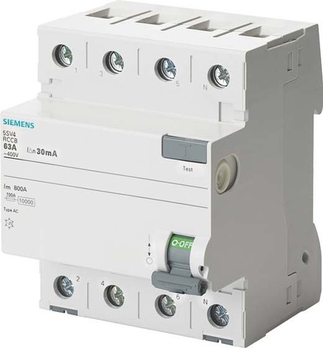 Siemens Dig.Industr. FI-Schutzschalter Typ AC, 30mA, 40A 5SV4344-0LA