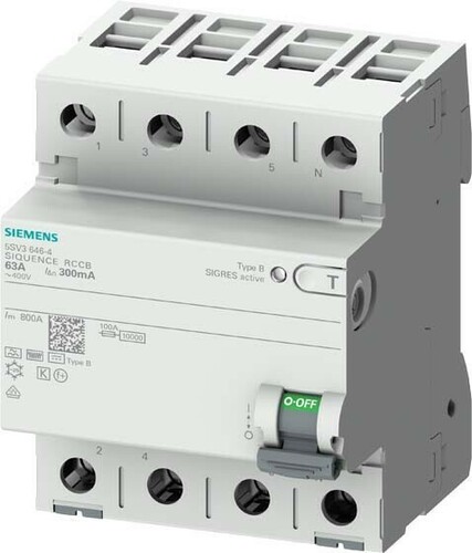 Siemens Dig.Industr. FI-Schutzschalter Typ B, 30mA , 25A 5SV3342-4