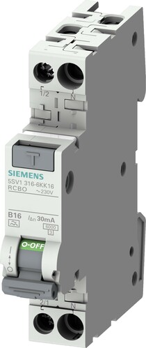 Siemens Dig.Industr. FI/LS-Schalter kompakt Typ A, 30mA, B16 5SV1316-6KK16