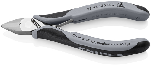 Knipex-Werk Elektronik-Seitenschneider durchgesteckt Gelenk 77 42 130 ESD