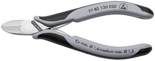 Knipex-Werk Elektronik-Seitenschneider durchgesteckt Gelenk 77 82 130 ESD