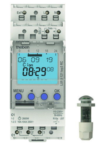 Theben Dämmerungsschalter m.Einbaulichtsensor LUNA 121 top3 RC EL Theben Dämmerungsschalter m.Einbaulichtsensor LUNA 121 top3 RC EL