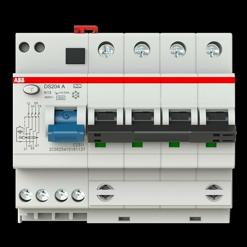 ABB Stotz S&J FI/LS-Kombination 6kA,4P,TypAK13A,30mA DS204 A-K13/0,03
