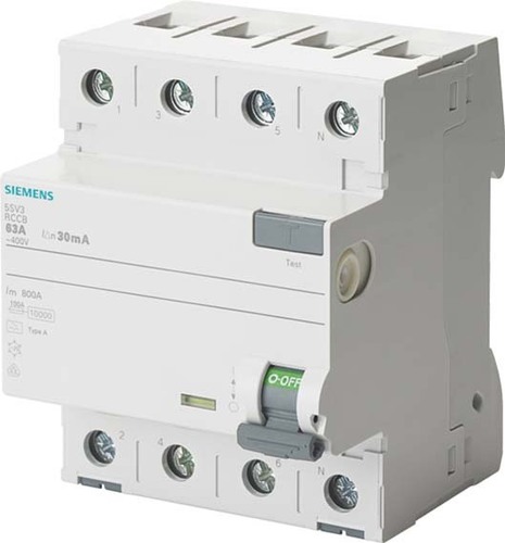 Siemens Dig.Industr. FI-Schutzschalter Typ A , 30mA, 80A 5SV3347-6LB01