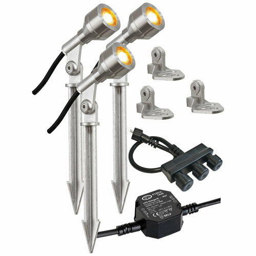 EVN Lichttechnik P-LED Spot 3-fl. edelstahl IP68 12V 3,5W 3000K P68123502-3