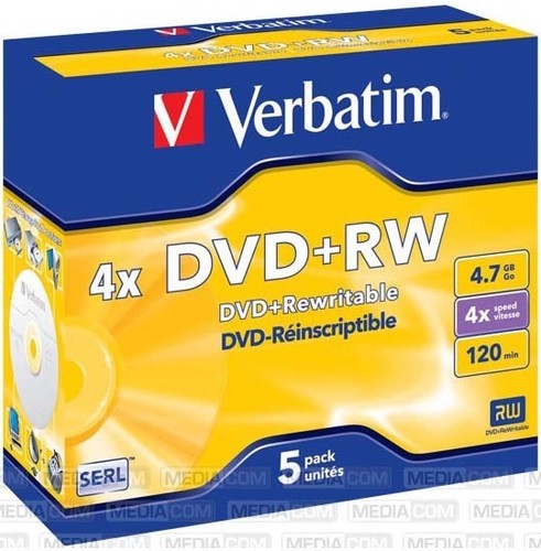 Verbatim DVD+RW Jewelcase 5 Discs VERBATIM 43229(VE5)