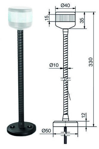 Scharnberger+Hasenbein LED-Aufbau-Signalleuchte 330mm Kopf hellgrau 32015