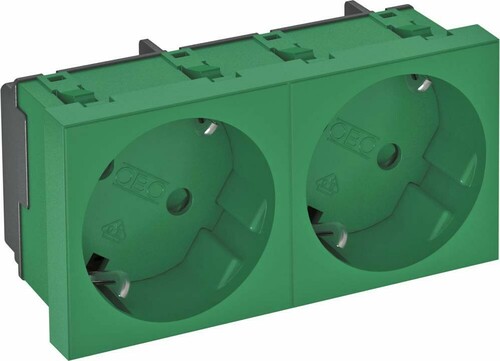 OBO Bettermann Vertr Steckdose 33 Grad, 2-fach Schutzkontakt STD-D3S MZGN2