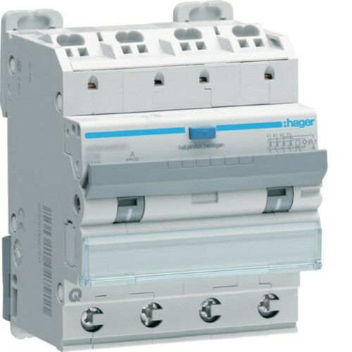 Hager FI-Leitungsschutzschalter 4P6kA B6A 30mA TypA ADM406QC Hager FI-Leitungsschutzschalter 4P6kA B6A 30mA TypA ADM406QC