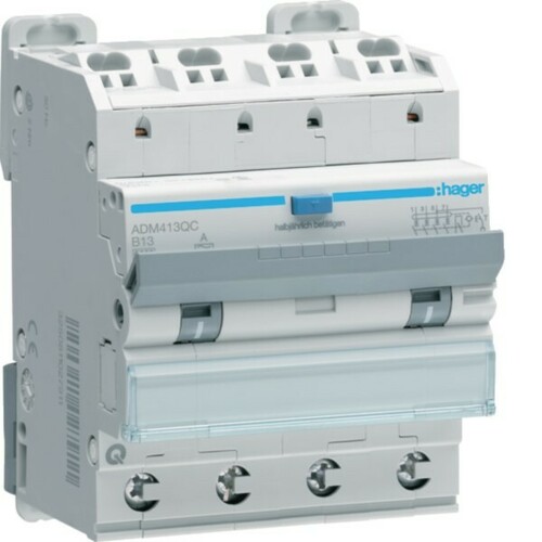 Hager FI-Leitungsschutzschalter 4P6kA B13A 30mA TypA ADM413QC Hager FI-Leitungsschutzschalter 4P6kA B13A 30mA TypA ADM413QC