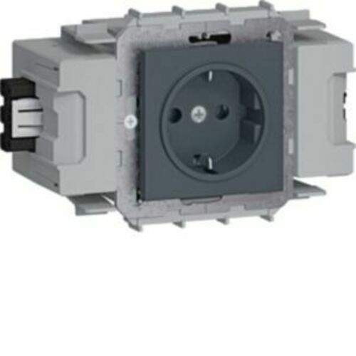 Tehalit Steckdose 1-fach Frontrastend gra schwarz GS10019011