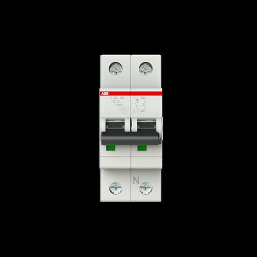 ABB Stotz S&J Sicherungsautomat r., 6 kA, 3 A, 1P+NA S201-C3NA