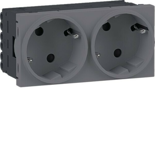 Tehalit Steckdose 2-fach 45x45 66Grad aluminium GS2032LAN Tehalit Steckdose 2-fach 45x45 66Grad aluminium GS2032LAN
