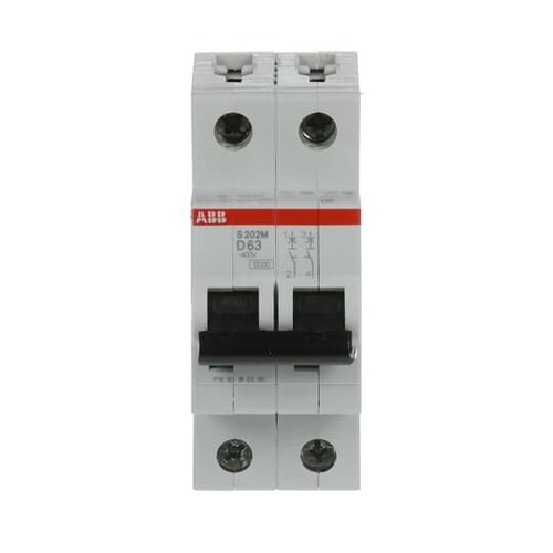 ABB Stotz S&J Sicherungsautomat ar., 10 kA, 63 A, 2P S202M-D63 ABB Stotz S&J Sicherungsautomat ar., 10 kA, 63 A, 2P S202M-D63