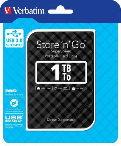 Verbatim Festplatte 1TB USB3.0 Extern,6,35cm(2,5Z) VERBATIM 53194