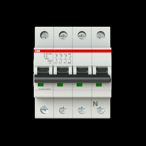 ABB Stotz S&J Sicherungsautomat r., 6 kA, 3 A, 3P+NA S203-C3NA
