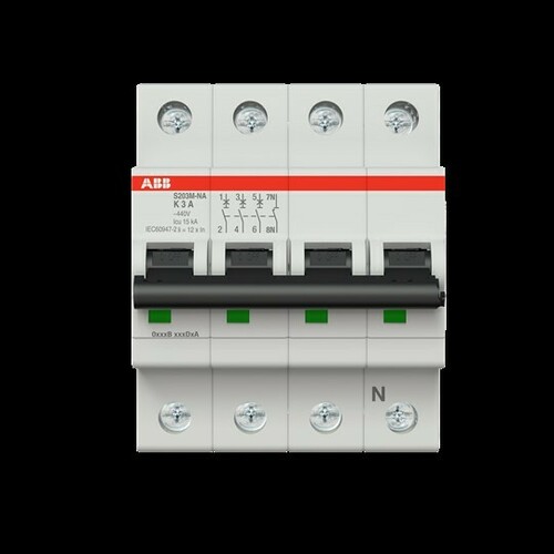 ABB Stotz S&J Sicherungsautomat 10 kA, 3 A, 3P+NA S203M-K3NA