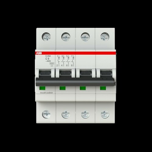 ABB Stotz S&J Sicherungsautomat Char., 6 kA, 8 A, 4P S204-C8
