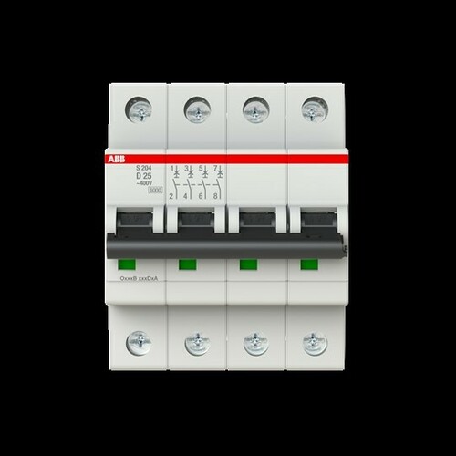 ABB Stotz S&J Sicherungsautomat har., 6 kA, 25 A, 4P S204-D25 ABB Stotz S&J Sicherungsautomat har., 6 kA, 25 A, 4P S204-D25