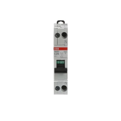 ABB Stotz S&J Sicherungsautomat r., 6 kA, 25 A, 1P+N SN201-C25 ABB Stotz S&J Sicherungsautomat r., 6 kA, 25 A, 1P+N SN201-C25