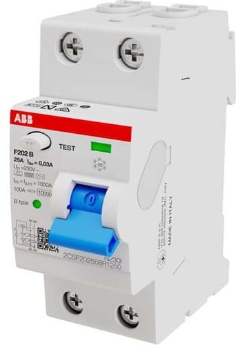 ABB Stotz S&J FI-Schutzschalter TypB 2P 25A,30mA,3kA,2TE F202B-25/0,03-2TE